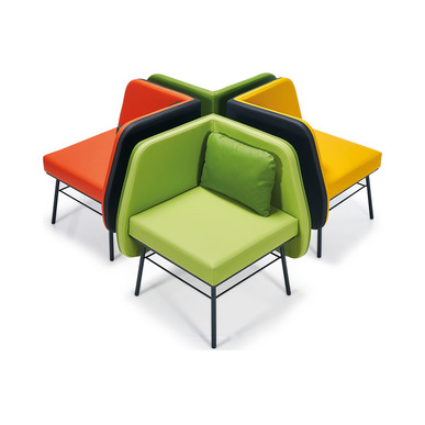 colorido deri döşemeli yastıklı tekli bekleme koltuğu - küçük detay görsel 5