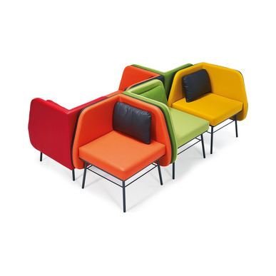 colorido deri döşemeli yastıklı tekli bekleme koltuğu - küçük detay görsel 6