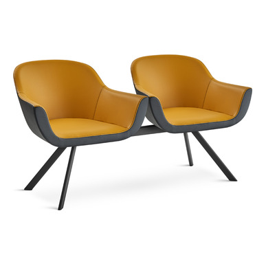 folado deri döşemeli ikili bekleme koltuğu