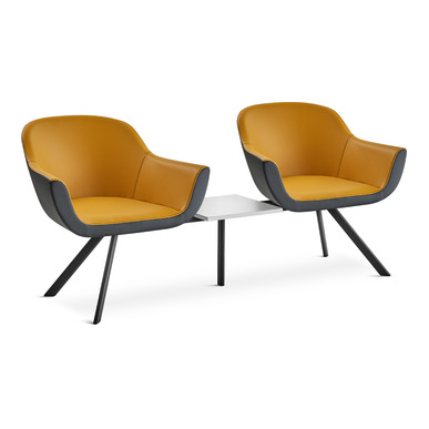 folado deri döşemeli ikili sehpalı bekleme koltuğu