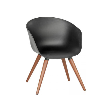 massive siyah plastik gövde 4lü ahşap ayak bekleme koltuğu