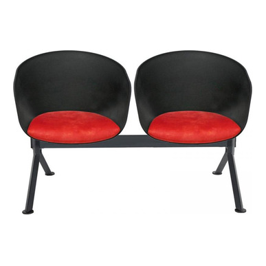 massived döşemeli siyah plastik gövde ikili bekleme koltuğu