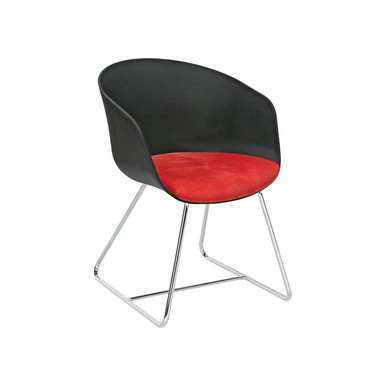 massived döşemeli siyah plastik gövde krom ayak bekleme koltuğu