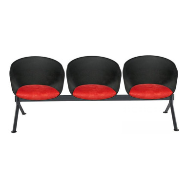 massived döşemeli siyah plastik gövde üçlü bekleme koltuğu