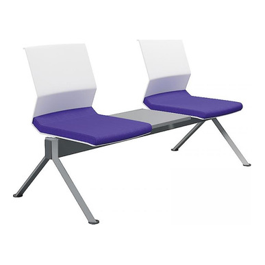 moor metal ayak kolsuz beyaz plastik gövde ikili sehpalı bekleme koltuğu