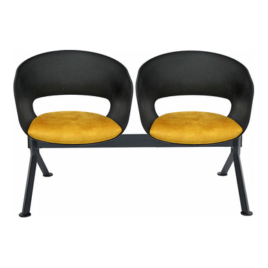 pendy plus siyah oturak döşemeli ikili bekleme koltuğu