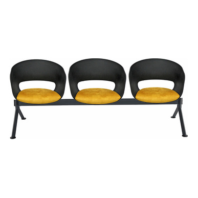 pendy plus siyah oturak döşemeli üçlü bekleme koltuğu