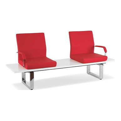 ponty deri kolçaklı ahşap detaylı ikili sehpalı bekleme koltuğu