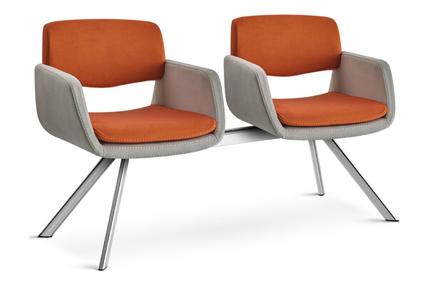 reser krom ayak minderli ikili bekleme koltuğu