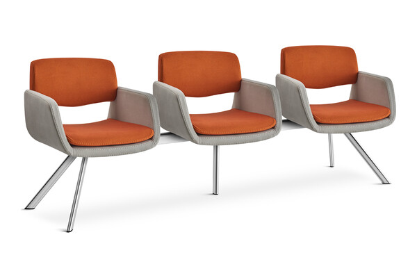 reser krom ayak minderli üçlü bekleme koltuğu