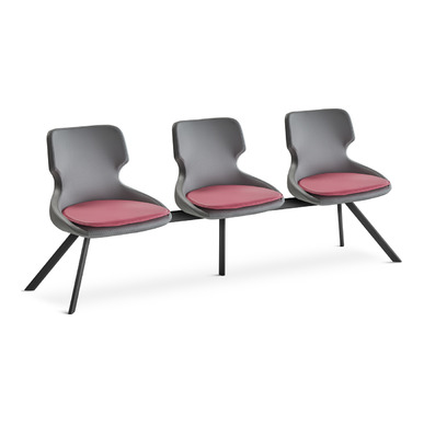 terce minderli metal profil ayaklı üçlü bekleme koltuğu