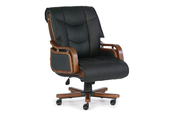 depal ahşap kol ayak deri döşemeli şef koltuğu