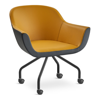 folado deri döşemeli dört ayak şef koltuğu