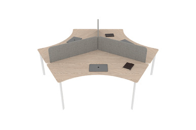 Eflorant Üçkenar Kumaş Seperatörlü 280cm Çalışma Grubu - Çoklu Çalışma Masaları