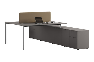 Exeliswork Silver 160cm Etajerli Ikili Workstation 182cm - Çoklu Çalışma Masaları