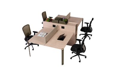 Ferrum Dörtlü Çalışma Masası 320cm - Çoklu Çalışma Masaları