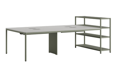 Jala Raflı Dörtlü Çalışma Masası 280cm - Çoklu Çalışma Masaları