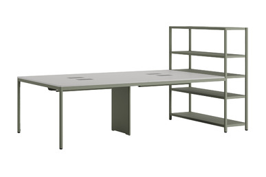 Jala Raflı Modern Dörtlü Çalışma Masası 360cm - Çoklu Çalışma Masaları