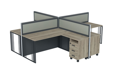 Reggywork Dörtlü Dekoratif Çalışma Grubu 365Cm - Çoklu Çalışma Masaları