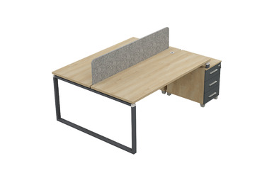 Tamarawork Kesonlu Kumaş Panel Ikili Çalışma Masası 200cm - Çoklu Çalışma Masaları