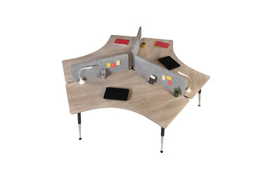 Toucher Kumaş Seperatörlü Üçlü Çalışma Istasyonu - Çoklu Çalışma Masaları