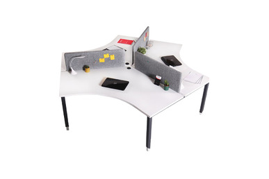 Toung Üçlü Masa 280Cm Kumaş Seperatör - Çoklu Çalışma Masaları