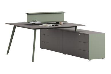 Vegawork Tin 115cm Etajerli Workstation 202cm - Çoklu Çalışma Masaları