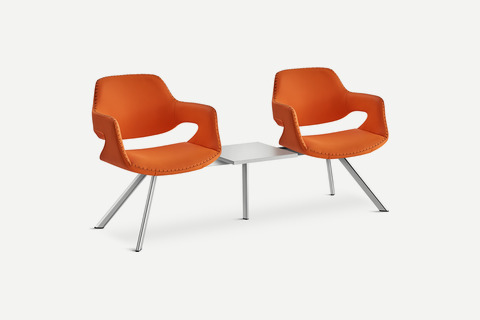 Wick Krom Ayak Modern İkili Sehpalı Bekleme Koltuğu