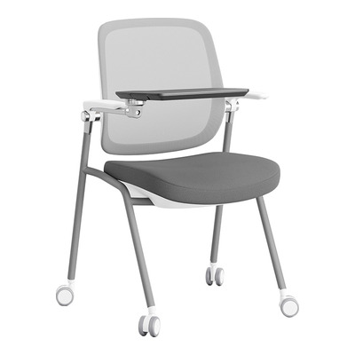 Junmo Yazı Tablalı Tekerlekli Beyaz Konferans Koltuğu - Konferans Sandalyeleri