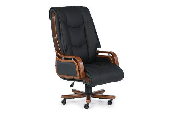 depal ahşap kol ayak deri döşemeli makam koltuğu