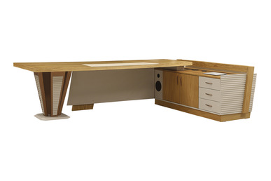 Kronos Tasarım Metal Ayaklı Etajerli Makam Masası - küçük detay görsel 2 - Makam Masaları