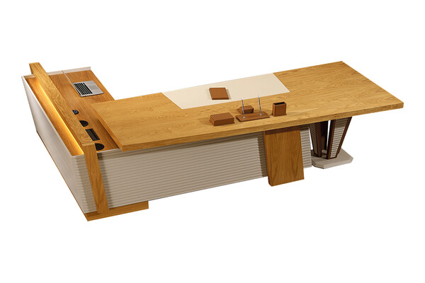 kronos tasarım metal ayaklı etajerli makam masası