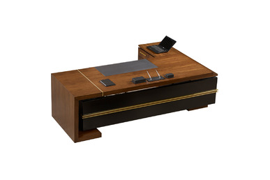 Rather Ceviz Gold Detaylı Etajerli Makam Masası - küçük detay görsel 2 - Makam Masaları