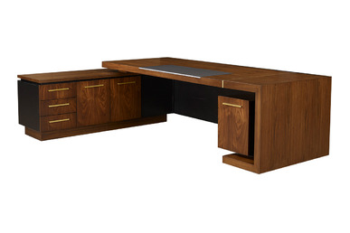 Rather Ceviz Gold Detaylı Etajerli Makam Masası - küçük detay görsel 4 - Makam Masaları