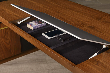 Rather Ceviz Gold Detaylı Etajerli Makam Masası - küçük detay görsel 5 - Makam Masaları