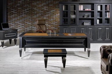 Grade Siyah Krom Kitaplıklı Makam Takımı - küçük detay görsel 2 - Makam Takımları