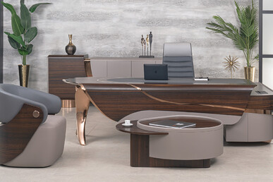 noona ahşap kaplamalı modern makam takımı 240cm