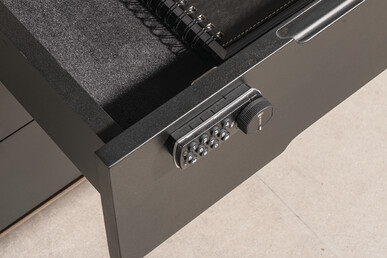 Palencia Metal Tasarım Ayaklı Etajerli Makam Takımı 240Cm - küçük detay görsel 4 - Makam Takımları