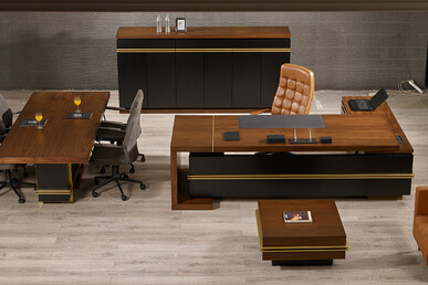 Rather Ceviz Gold Detaylı Etajerli Makam Takımı - küçük detay görsel 2 - Makam Takımları