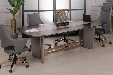 Noona Ahşap Kaplamalı Tasarım Toplantı Masası - Makam Toplantı Masaları