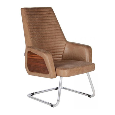 ground ahşap cilalı krom u ayak misafir koltuğu