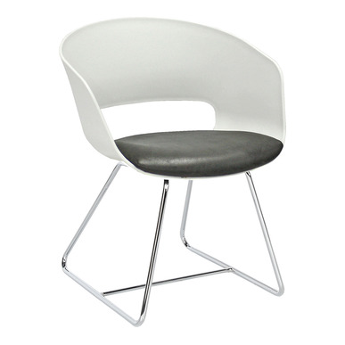 tereos plus beyaz plastik oturak döşemeli krom misafir koltuğu