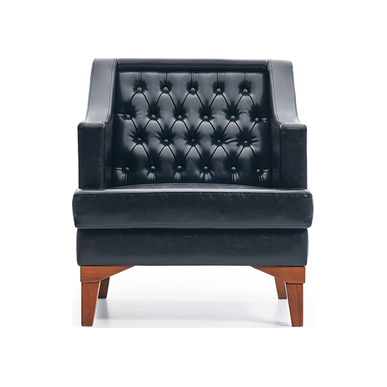 blacktone deri döşemeli kapitoneli ahşap ayak tekli kanepe