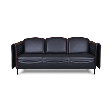 flige kol detaylı üçlü ofis kanepesi