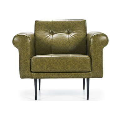 lenget boyalı ayak deri döşemeli yastıklı tekli kanepe