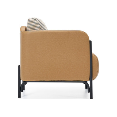 ludwig deri döşemeli yastıklı tekli ofis kanepesi - küçük detay görsel 3