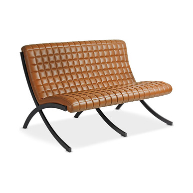 nimero metal boyalı ayak kolsuz deri döşemeli ikili kanepe