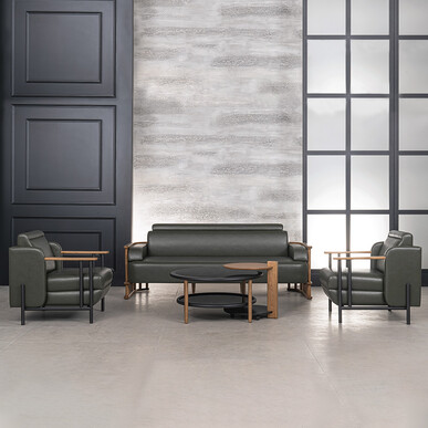 Palencia Deri Döşemeli Kanepe Takımı - Ofis Kanepeleri