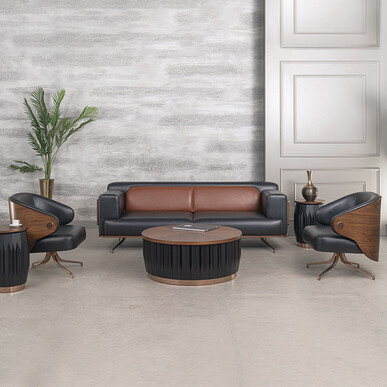 Soprano Ahşap Kol Detaylı Kanepe Takımı - Ofis Kanepeleri