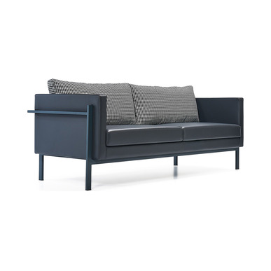 talse deri döşemeli yastıklı tasarım üçlü kanepe - küçük detay görsel 2